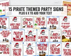 pirate themed party signs plus 8 to add your text