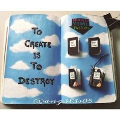 an open book with magnets on it and the words to create is to destroy