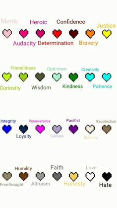 the different types of hearts that can be found in this game, and what they look like