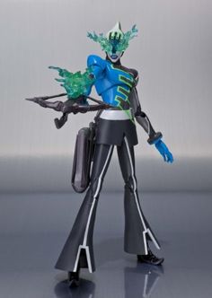 the action figure is posed with his arms outstretched and two hands on his hips, while holding