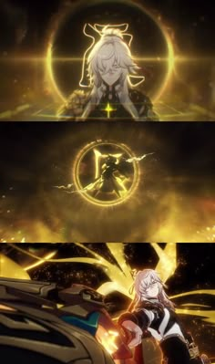 two anime screens showing the same scene in different scenes, one with an angel and another with