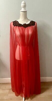 Vintage 60s Blanche Red Sheer Nylon Night Gown Cape Train Lingerie Hollywood  | eBay Vintage Fitted Nightgown For Party, Vintage Sheer Sleepwear For Evening, Red Fitted Party Nightgown, Fitted Red Nightgown For Parties, Fitted Red Party Nightgown, Sheer Fitted Party Sleepwear, Fitted Sheer Nightgown With Long Sleeves, Fitted Sheer Sleepwear For Parties, Red Night Gown