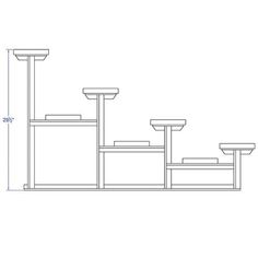 a line drawing of three tables and two stools