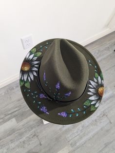 Hand etched and painted hats. Makes wonderful gifts and perfect for fall. Custom orders are available as well Hand Painted Hats With Short Brim, Hand Painted Hat With Short Brim, Hand Painted Short Brim Hat, Hand Painted Brimmed Hats, One Size Fits Most Hats As Fall Gift, Artistic Adjustable Hats As Gift, Artistic Hat With Curved Brim As Gift, Handmade Hats For Fall Gifts, Artistic Curved Brim Hat As A Gift