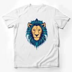 Graphic Lion T-Shirt, Majestic Blue Mane Lion Art Tee, Unisex Animal Print Shirt, Wildlife Illustration Top, Gift for Animal Lovers Male T-Shirt Custom graphic T-Shirt.Customize your color Wildlife Illustration, Animal Print Shirt, Lion Tshirt, Animal Print Shirts, Lion Art, Male T Shirt, Animal Lovers, Print Shirt, Custom Shirts