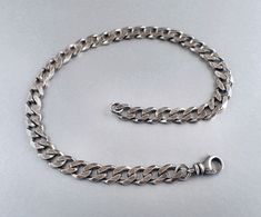 "Curb chain men's sterling silver bracelet. Simple, minimalist, very compact with a medium weight slimline curb chain with a tough vibe. Choose your length: 5 ½, 6, 6 ½, 7, 7 ½, 8, 8 ½, 9, 9 1/2, 10 inches. Length is actual length of bracelet-may be just a tiny bit off on length, because the large links makes it hard to be accurate. Designed for men. Chain is a 5.5 mm excellent quality beveled curb, links are 6/16 wide. Chain has been medium oxidized, then given a brushed finish and lightly poli Sterling Silver Link Bracelet With Curb Chain For Everyday, Sterling Silver Curb Chain Bracelet For Everyday, Classic Cuban Link Silver Bracelet, Classic Sterling Silver Curb Chain Bracelet For Everyday, Everyday Sterling Silver Cuban Link Bracelet With Curb Chain, Modern Sterling Silver Curb Chain Bracelet For Everyday, Everyday Sterling Silver Bracelet With Curb Chain, Classic Sterling Silver Bracelet With Curb Chain, Everyday Sterling Silver Curb Chain Bracelet