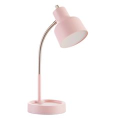 a pink desk lamp on a white background