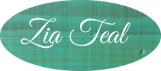 the word'zia teal'is written in white on a green background