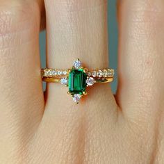 This gorgeous, timeless ring features our favorite stunning emerald design and hand picked crystals.   ✦ DETAILS ✦ ✧ Handcrafted  ✧ Natural crystals and emerald ✧ Sizes 3.75-11.25 ✧ Rose Gold over Sterling Silver 925 or Gold over Sterling Silver 925 or Sterling Silver 925  ✧ This ring will arrive ready to gift in a Kherish Jewelry Pouch. ✧ PRE-ORDER: Items that are preorder only will ship within 10-15 business days.  You will receive an email with the updated processing time if you order a size/option that qualifies for pre-order.  ✧ Due to the nature of the handmade process, each piece may slightly vary in color, size, shape, and contain natural inclusions. Every piece is gorgeous and one of a kind.  *Please refer to photos for reference.  ✦ This Artist Has Autism✦  Every item you order f Heirloom Emerald Ring Baguette Cut Gift, Dazzling Emerald Ring For Anniversary, Dazzling Emerald Cut Ring For Gift, Dazzling Emerald Cut Emerald Ring For Gift, Dazzling Emerald Cut Emerald Ring As Gift, Green Diamond Ring With Vs Clarity And Emerald Cut, Dazzling Emerald Wedding Ring May Birthstone, Dazzling Green Emerald Cut Wedding Ring, Dazzling Green Emerald-cut Wedding Ring