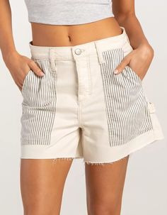 LEE High Rise Womens Carpenter Shorts - WHITE WASH | Tillys Striped Short Bottoms With Pockets, High-rise Shorts With Hip Pockets For Summer, Trendy Striped Bottoms With Pockets, High Waist Bottoms With Hip Pockets For Summer, Retro White Shorts With Pockets, White Summer Bottoms With Hip Pockets, Summer White Bottoms With Hip Pockets, Retro Summer Bottoms With Pockets, Retro White Bottoms For Summer