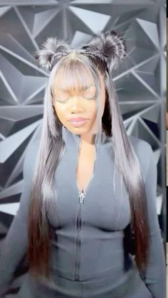 Y2k Frontal Hairstyles, Bang Wig Hairstyles For Black Women, 20th Birthday Hairstyles Black Women, Cute Wig Styles For Black Women, Cute Hairstyles For Wigs, Jt Hairstyle, Creative Wig Styles, Lace Front Hairstyles Black Women, Lace Front Ideas