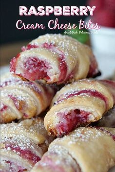 cranberry cream cheese bites are stacked on top of each other