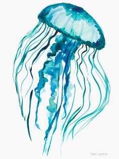 a watercolor painting of a jellyfish