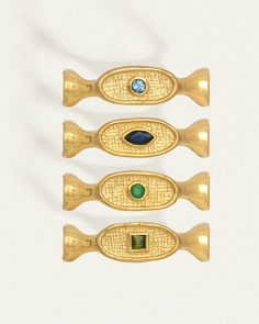 18k gold vermeil signet ring with sapphire, topaz, tourmaline & emerald. Shop unique seal ring inspired by ancient jewels. Luxury Gold Emerald Ring With Gemstone Accents, Gold Emerald Ring With Spiritual Style, Spiritual Gold Emerald Ring With Gemstone, Spiritual Gold Emerald Ring, Gold Multi-stone Emerald Open Ring, Gold Emerald Multi-stone Open Ring, Topkapi Palace, Ancient Jewels, Seal Ring