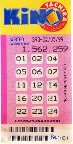 a pink ticket with numbers on it