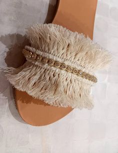 Greek Leather Sandals adorn with shinny beads. 100% Genuine greek leather. Slip on Sandals, that remind summer on Greek islands These Greek chic handmade sandals are the perfect gift for the summer Living the summer dream Greek Summer Vibes! A nice gift for her sizes available: EU:3536373839404142 UK:2....3-3,54566,578 USA:....4,5567891011 cm:23....23,5....24,2....24,8....25,5....26,22727,5 inches:...99.39.59.81010.3....10.6....10.8 ♥ All items will be delivered in a nice gift envelope to minimi Beaded Leather Sandals, Natural Leather Sandals, Turquoise Heart Earrings, Fancy Sandals, Blue Gemstone Necklace, Greek Summer, Sterling Silver Heart Earrings, Bohemian Sandals, Diy Slippers