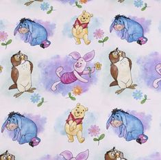 winnie the pooh and friends fabric with flowers