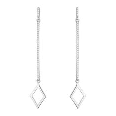 STERLING SILVER EARRING W/CZ BAR & PLAIN DIAMOND SHAPE DROP AT BOTTOM Master Piece, Silver Earring, Diamond Shape, Jewelry Lover, Diamond Shapes, Rhodium Plated, Beaded Earrings, Sterling Silver Earrings, Silver Earrings