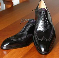 Leather Lace Up Shoes, Wingtip Oxford Shoes, Men Shoes Formal, Black Leather Oxfords, Gentleman Shoes, Brogue Boots, Black Pure, Man Shoes, Bespoke Shoes