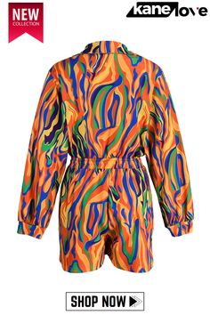 Orange Fashion Casual Print Patchwork Turndown Collar Regular Romper Retro Multicolor Jumpsuits And Rompers For Spring, Multicolor Long Sleeve Jumpsuits And Rompers For Spring, Spring Multicolor Patchwork Jumpsuits And Rompers, Casual Multicolor Jumpsuits And Rompers For Fall, Retro Long Sleeve Jumpsuit For Fall, Retro Long Sleeve Jumpsuits And Rompers For Fall, Multicolor Jumpsuits And Rompers For Spring Workwear, Casual Multicolor Jumpsuits And Rompers For Work, Retro Multicolor Summer Outerwear