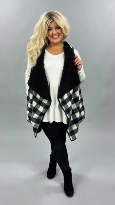 100% POLYESTER CONTRAST: 100% POLYESTER LINING: 100% POLYESTER MADE IN CHINA LENGTH: 38/30" PLUS SIZE Buffalo Plaid Outfit, Vest Plus Size, White Plaid, Buffalo Plaid, Winter Scarf, Plaid Scarf, Plus Size Outfits, Plaid, Black White