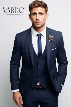 Navy Blue Three Piece Suit, Wedding Suit For Man Navy Blue Male Wedding Suit, Marine Blue Suit Men Wedding, Navy Blue 2 Piece Suit Men, Timeless Suits For Men, Navy Wedding Groom, Deep Blue Suit Men, Wedding Suit Men Blue, Wedding Suits Men Navy, Dark Blue Suit Men Wedding Groom