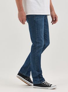 Delivering on our promise of premium comfort, we proudly introduce to you a classic pair of slim straight jeans that don't cut any corners in terms of style. This casual wardrobe staple strikes a vintage tone with all the legendary Lee® details you know and love as well as a carefully curated range of washes. Every pair is made of comfort stretch fabric to keep you cruising and crushing it. These jeans also feature the signature five-pocket construction, spade-shaped back pockets with lazy S-curve stitching, and a button closure with a zipper fly. Take your laidback look to another level by pairing this slim straight jean with a graphic tee or dress the denim up by pairing it with a button-down. Whether you're into a medium wash or you prefer the dark-wash look, we've got you covered. Crushing It, Overalls Men, Mens Denim Shorts, Riders Jacket, Mens Straight Jeans, Overalls Women, Slim Straight Jeans, Denim Shorts Women, Women Denim Jeans