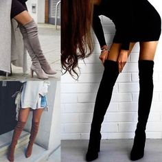 Calf circumference：about /cm. Heel Height: about 6-8 cm. Warm Boots Women, Boots Dresses, Bota Over, Running Clothing, Lace Up High Heels, Suede Leather Shoes, Warm Boots, Fashion Scarves, Thigh Boot