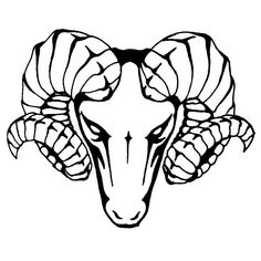 the ram head is drawn in black and white