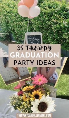 Graduation Party Ideas High School Graduation Party Themes, Grad Party Centerpieces, Diy Graduation Decorations, College Graduation Party Decorations, Girl Graduation Party, College Grad Party