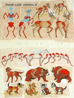 four - leg animals are depicted in this drawing