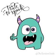 a drawing of a blue monster with horns on it's head and the words taste to spook above it