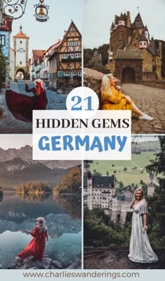 the collage of photos with text that reads 21 hidden gems in germany