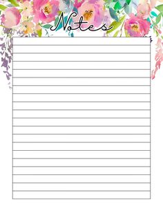 a floral notepad with the word notes written on it