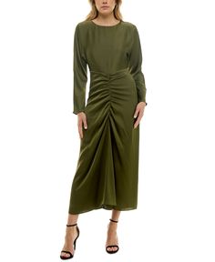 in stock Long Sleeve Chiffon Dress, Taylor White, Taylor Dress, Hem Design, Satin Maxi, Chiffon Long Sleeve, Satin Maxi Dress, Maxi Dress Green, Polyester Dress