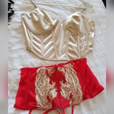 2 Pc New Sexy Lot Corset Waist Trainer Camisole Top. Size Med. Never Used. Might Have Handing Wear. Look Great Together Or Alone Victoria's Secret Fitted Camisole For Party, Corset Waist, Waist Trainer Corset, Waist Trainer, Shapewear, Red Gold, Women's Intimates, Looks Great, Camisole Top