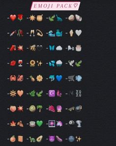 the emoj pack is filled with different icons and colors, including hearts, flowers, leaves