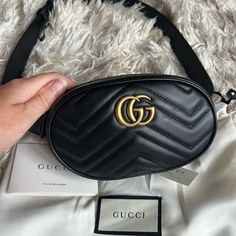 Authentic Gucci Belt Bag. Never Worn. Comes With Dustbag. No Box. The Bag Is About 7 Inches X 4 Inches. Belt Size Is 85. Gucci Black Belt Bag, Designer Gucci Pouch Bag, Gucci Leather Belt Bag With Removable Pouch, Rectangular Leather Gucci Belt Bag, Gucci Belt Bag With Removable Pouch For Travel, Gucci Black Bag With Removable Pouch, Black Gucci Bag With Removable Pouch, Classic Gucci Belt Bag For Travel, Luxury Crossbody Belt Bag For Shopping