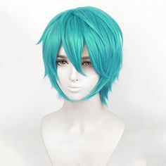 a white mannequin head with blue hair