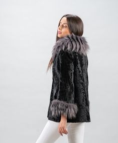 Made using 100% authentic fur, sourced from certified European fur auctions Made in Greece by AskioFashion Shell or outer:Black Swakara with Dark Blue Finnraccoon Inner Fabric:Satin Measurements from size:38eu/in us -8 Length:73 cm  bust-89cm Length:28.74 inches bust-35.39 inches Model is Wearing a size: Height-1,80cmBust-85cmWaist-65cmHips-95cm Mede to measure in every size, we accept customization For sizes XXL and XXXL, price of the coat is 10% and 20% higher Luxury Fur Coat With Faux Fur Trim, Luxury Long Sleeve Fur Coat With Faux Fur Trim, Luxury Fur Coat With Feather Trim, Jacket Fur, Coat Fur, Coat Women Fashion, Fur Coats Women, Fur Fashion, Tailored Jacket