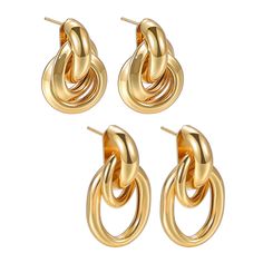 PRICES MAY VARY. 🎁【Gold Geometric Drop Earrings Set】Inside the package are 2 pairs of earrings,14K gold plated chunky gold earrings, gorgeous design makes these statement earrings an ideal addition to any party look, lightweight gold earrings not heavy to wear. you can wear all day without any pressure. 🎁【Hypoallergenic Geometric Earrings set】Made of high quality brass and plated with 14k gold stay long lasting and don't fade easily.Lead free, nickel free,high quality material with high polish Perfect Gif, Gold Stud Earrings, Stud Earrings For Women, Drop Dangle Earrings, Gold Geometric, Gold Stud, Gold Drop Earrings, Brass Earrings, Geometric Earrings