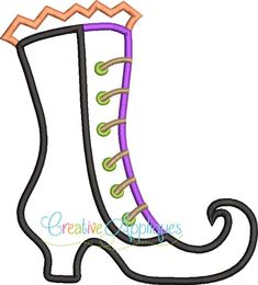 a boot is shown in the shape of a shoe with laces and beads on it