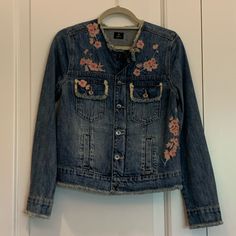 Reposhing This Item I Purchased From @Kintsugicurated. Loved It, But Ready To Rotate For Something New. Questions? Leave A Comment Below! Spring Embroidered Dark Wash Denim Jacket, Embroidered Dark Wash Denim Jacket For Spring, Pink Embroidered Casual Outerwear, Casual Pink Embroidered Outerwear, Casual Floral Print Denim Jacket For Spring, Embroidered Medium Wash Denim Jacket For Spring, Spring Embroidered Medium Wash Denim Jacket, Embroidered Denim Jacket In Relaxed Fit, Casual Pink Embroidered Denim Jacket