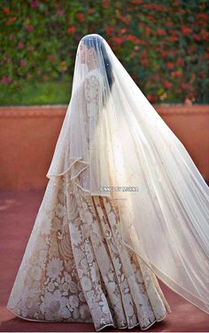 a woman in a wedding dress with a veil on her head