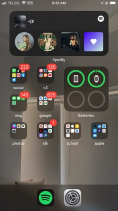 an iphone screen with several different icons and buttons on the bottom left side of it