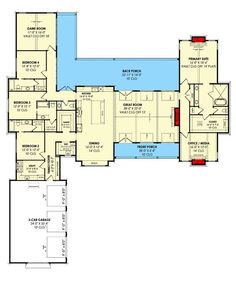 the first floor plan for this house shows the living room and dining area, as well as