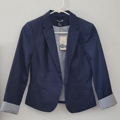 Forever 21 Blazer Navy Blue With Pinstriped Lining, Size Small Never Worn, Tags Still Attached Nonsmoking Home Forever 21 Long Sleeve Workwear Blazer, Forever 21 Workwear Blazer, Forever 21 Long Sleeve Blazer For Work, Fitted Long Sleeve Blazer From Forever 21, Burgandy Blazer, Tuxedo Women Suits, White Blazer Women, Light Grey Blazer, Tuxedo Women