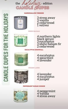 an info sheet describing the different candles available for each type of candle, and how to use them