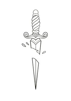 Knife And Flower Tattoo, Hell Tattoo Ideas, Printable Tattoo Designs Stencil, Swords Drawing, Tattoos Stencils Outline, Simple Tattoo Stencils, Traditional Dagger Tattoo, Shading Tattoo