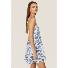 Blue and white cotton (100% Cotton). Mini. Square neck. Sleeveless. Pull-on. 32.5" from shoulder to hemline. Imported. Rent The Runway, Closet Designs, Show Me Your Mumu, Show Me Your, Show Me, Square Neck, White Cotton, Halter Dress, Blue And White